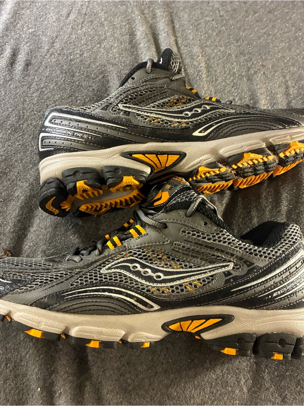 Saucony Black Gray and Yellow Trail Running Shoes
